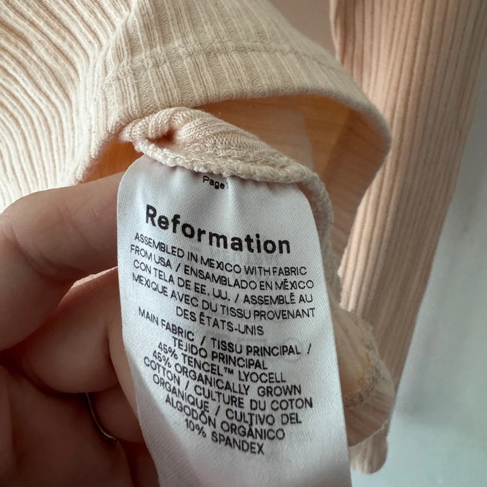 Reformation Peachy Cream October Knit Ribbed Top‎ Sweetheart Neckline